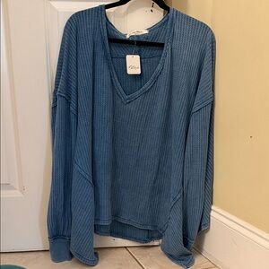 Free People Dusty Blue We the free oversized shirt